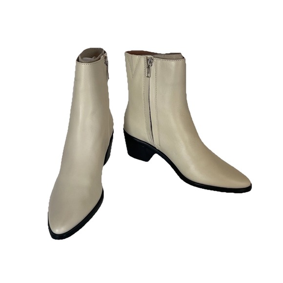 Madewell Shoes - Madewell Darcy Leather Ankle Boots Cream Off-White Mod Zipper New Size 7